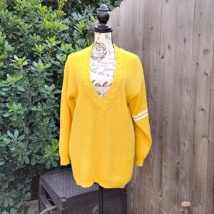 Vintage Liz & Co Yellow Letterman's Prepster Sweater 80s